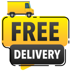 Black and yellow delivery logo on white background.