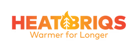 HeatBriqs Logo with a gradient from orange to red on a black background